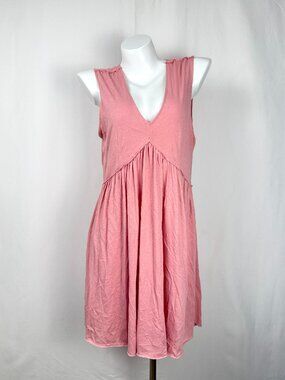 ATM Anthony Thomas Melillo Pink 100% Cotton V-Neck Babydoll Dress Size M